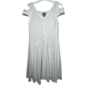 Cold Shoulder White Lace Midi Dress Rabbit Rabbit Rabbit Size 16 Polyester Elega